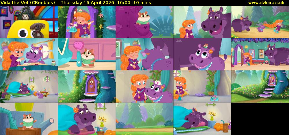 Vida the Vet (CBeebies) Thursday 16 April 2026 16:00 - 16:10