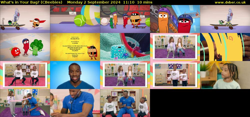 What's in Your Bag? (CBeebies) Monday 2 September 2024 11:10 - 11:20