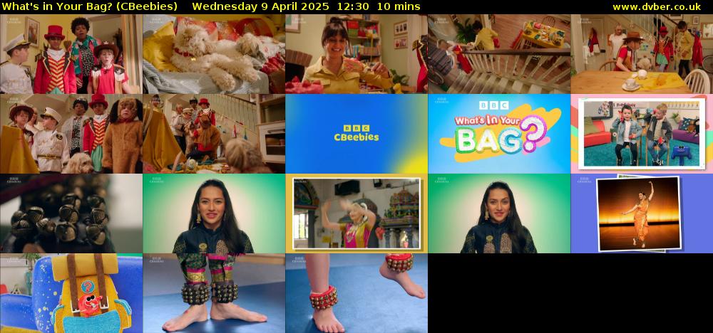 What's in Your Bag? (CBeebies) Wednesday 9 April 2025 12:30 - 12:40