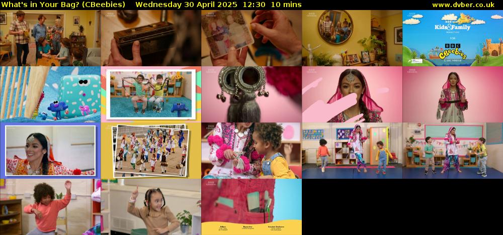 What's in Your Bag? (CBeebies) Wednesday 30 April 2025 12:30 - 12:40