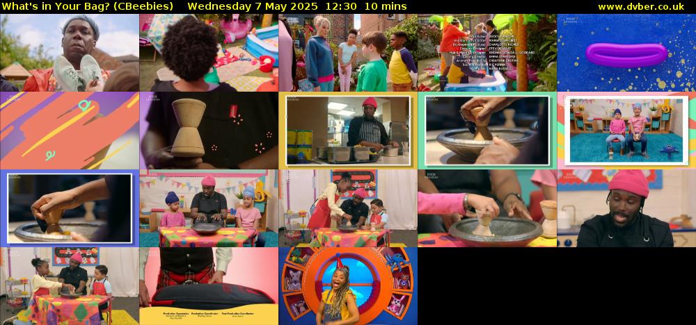 What's in Your Bag? (CBeebies) Wednesday 7 May 2025 12:30 - 12:40