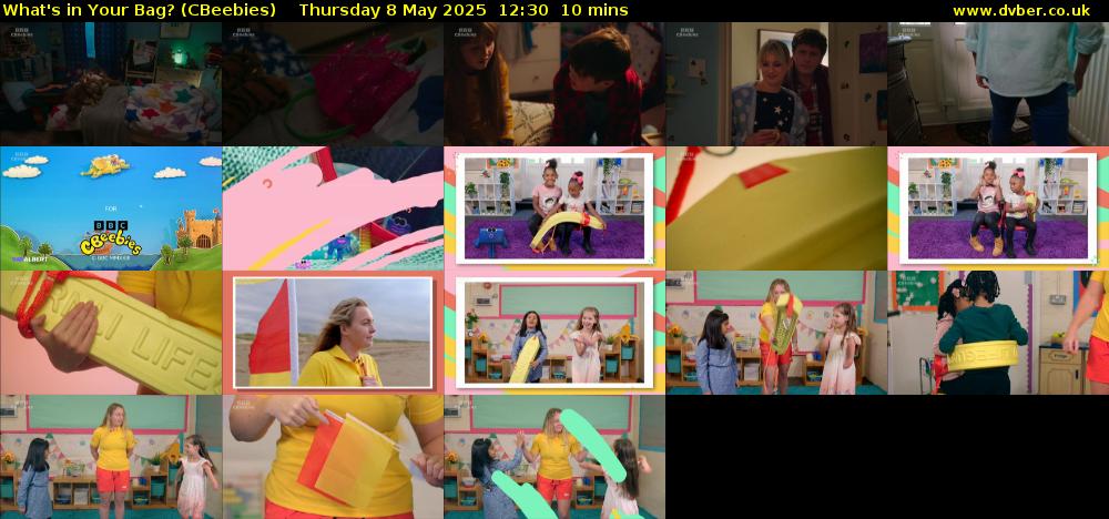 What's in Your Bag? (CBeebies) Thursday 8 May 2025 12:30 - 12:40
