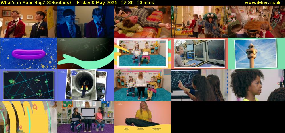 What's in Your Bag? (CBeebies) Friday 9 May 2025 12:30 - 12:40
