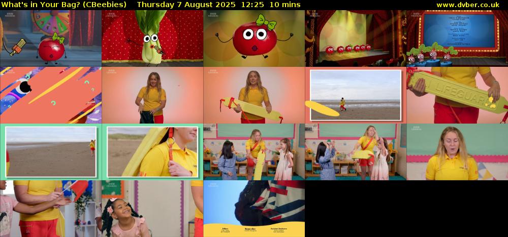 What's in Your Bag? (CBeebies) Thursday 7 August 2025 12:25 - 12:35