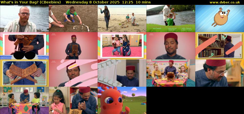 What's in Your Bag? (CBeebies) Wednesday 8 October 2025 12:25 - 12:35