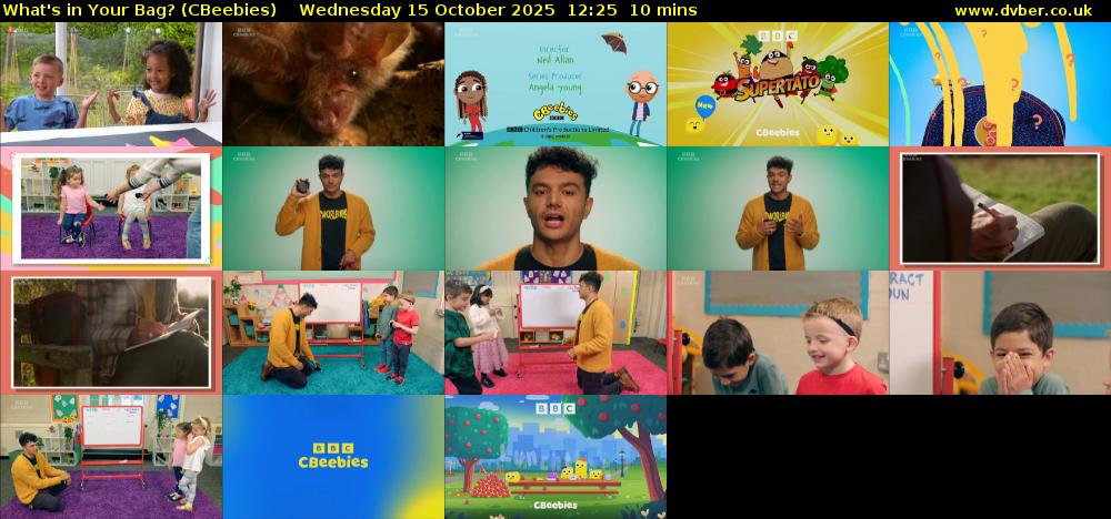 What's in Your Bag? (CBeebies) Wednesday 15 October 2025 12:25 - 12:35