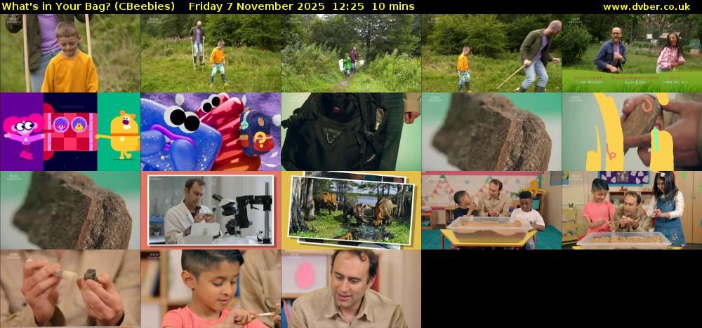 What's in Your Bag? (CBeebies) Friday 7 November 2025 12:25 - 12:35