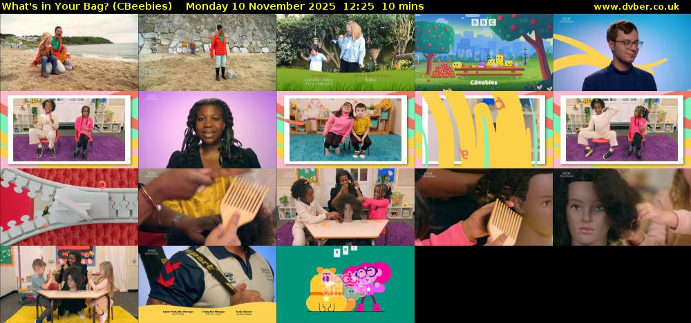 What's in Your Bag? (CBeebies) Monday 10 November 2025 12:25 - 12:35