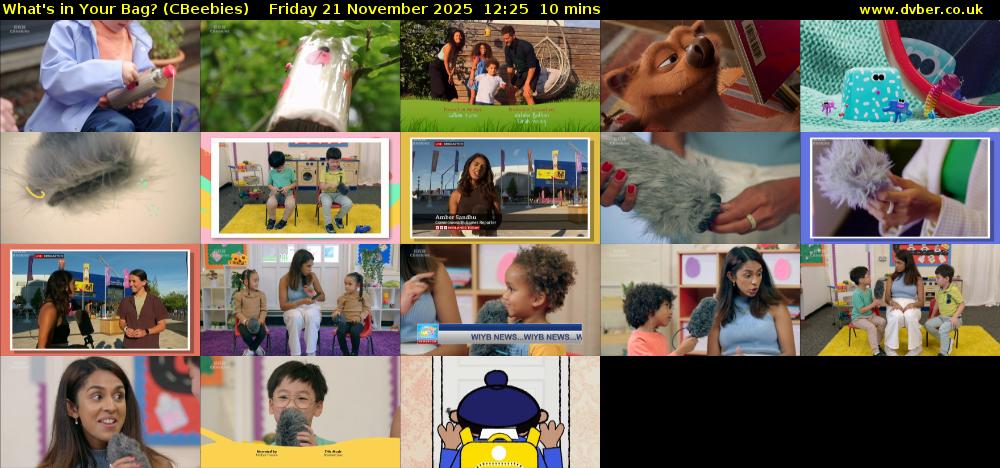 What's in Your Bag? (CBeebies) Friday 21 November 2025 12:25 - 12:35