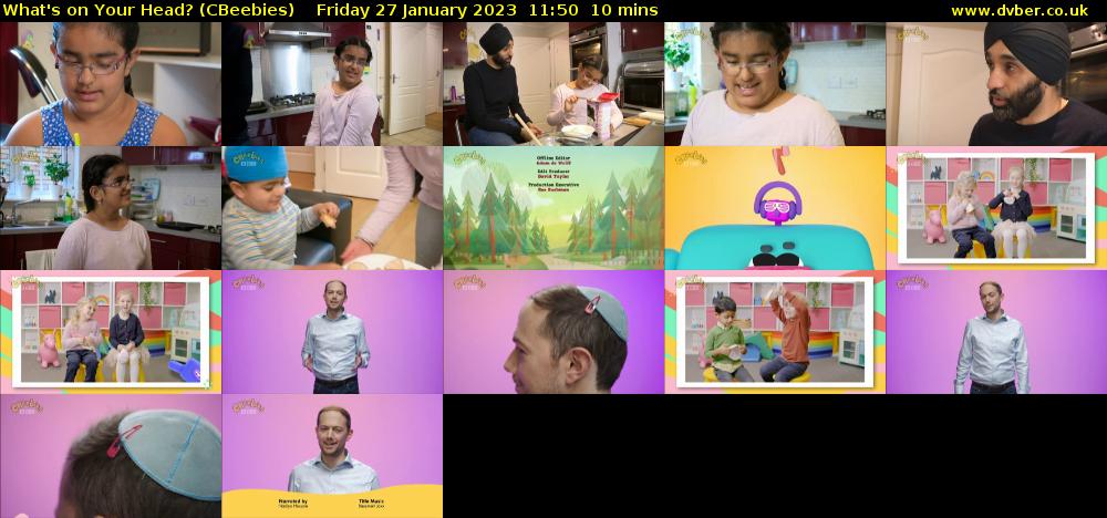 What's on Your Head? (CBeebies) Friday 27 January 2023 11:50 - 12:00
