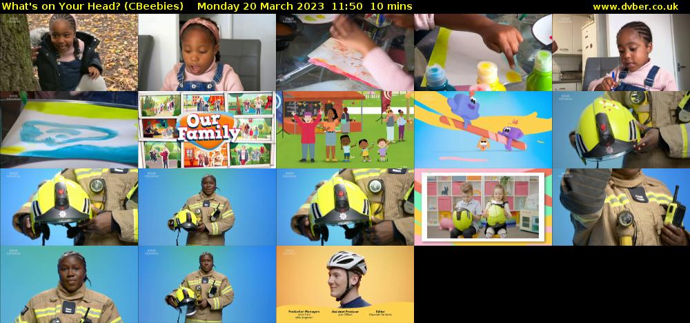 What's on Your Head? (CBeebies) Monday 20 March 2023 11:50 - 12:00