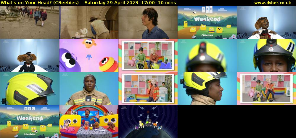 What's on Your Head? (CBeebies) Saturday 29 April 2023 17:00 - 17:10
