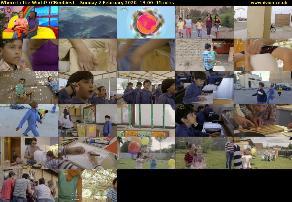 Where in the World? (CBeebies) Sunday 2 February 2020 13:00 - 13:15