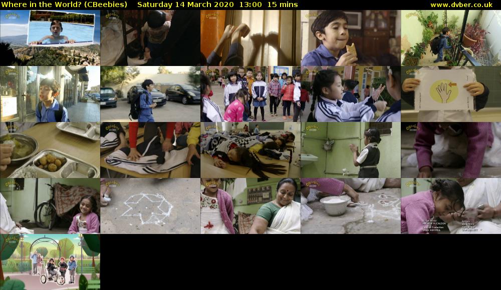 Where in the World? (CBeebies) Saturday 14 March 2020 13:00 - 13:15