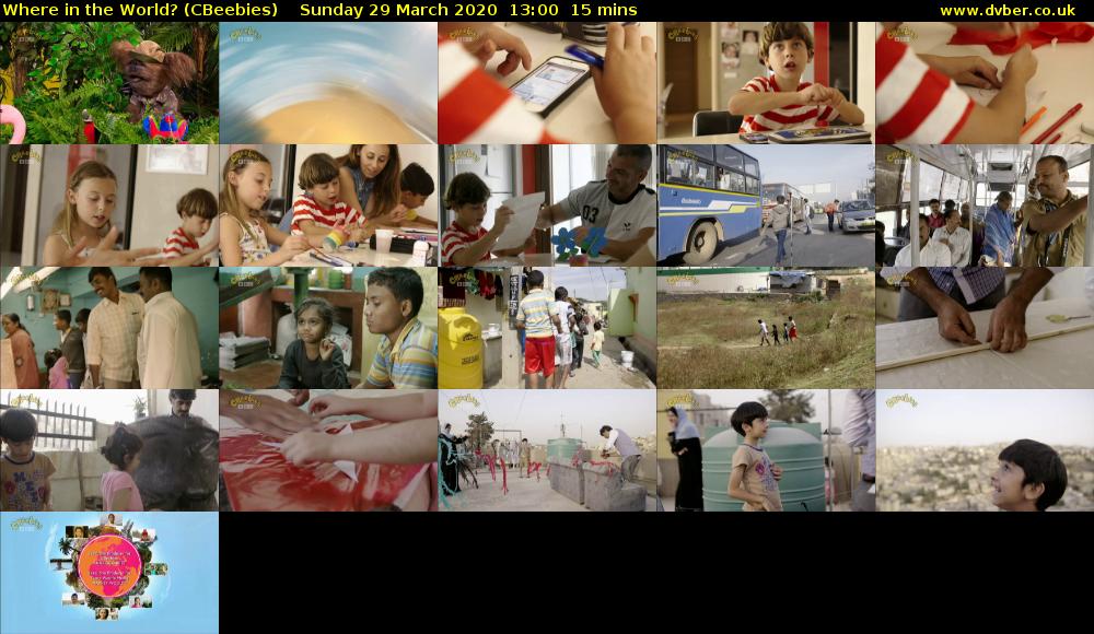 Where in the World? (CBeebies) Sunday 29 March 2020 13:00 - 13:15