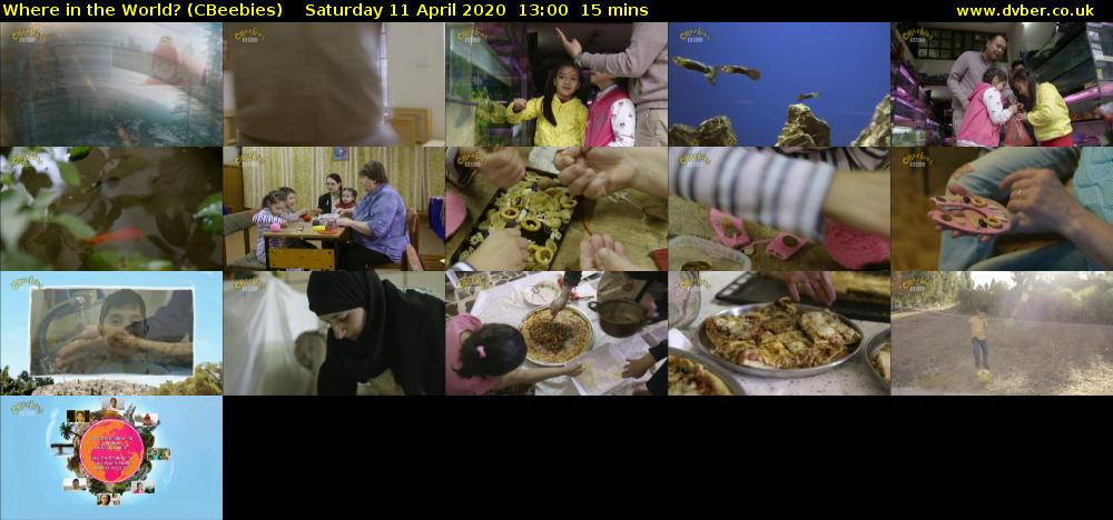 Where in the World? (CBeebies) Saturday 11 April 2020 13:00 - 13:15