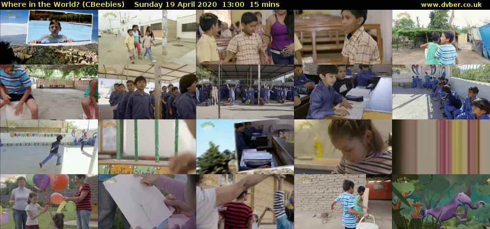 Where in the World? (CBeebies) Sunday 19 April 2020 13:00 - 13:15