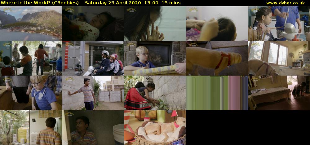 Where in the World? (CBeebies) Saturday 25 April 2020 13:00 - 13:15