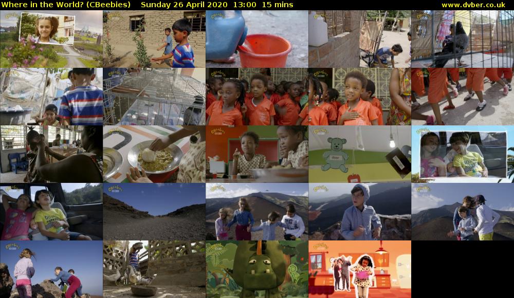 Where in the World? (CBeebies) Sunday 26 April 2020 13:00 - 13:15