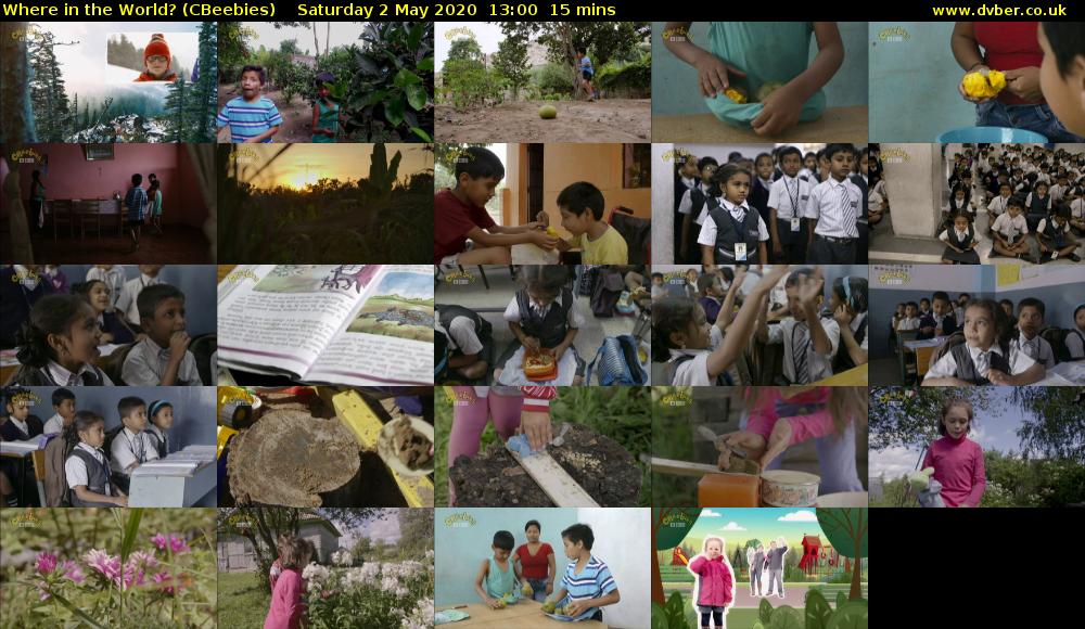 Where in the World? (CBeebies) Saturday 2 May 2020 13:00 - 13:15