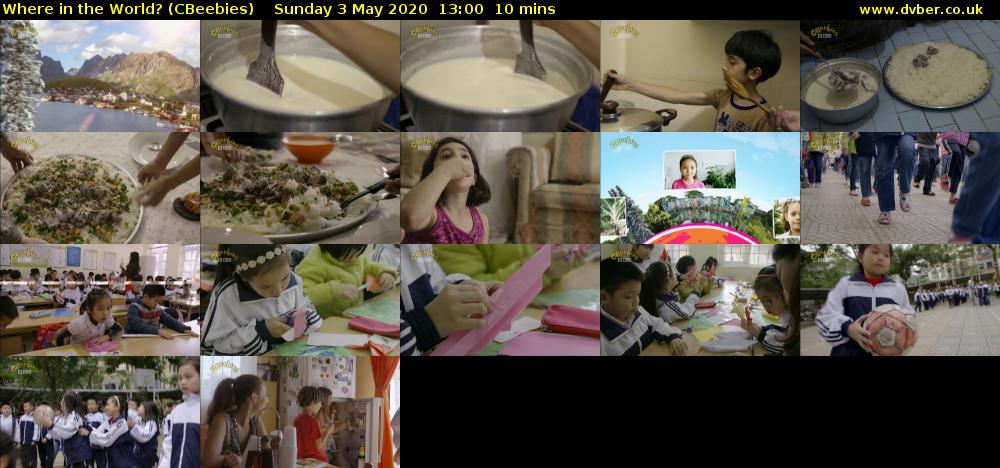 Where in the World? (CBeebies) Sunday 3 May 2020 13:00 - 13:10