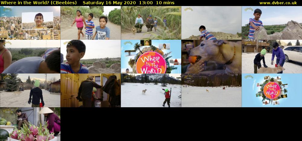 Where in the World? (CBeebies) Saturday 16 May 2020 13:00 - 13:10