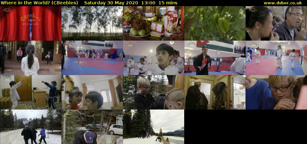 Where in the World? (CBeebies) Saturday 30 May 2020 13:00 - 13:15