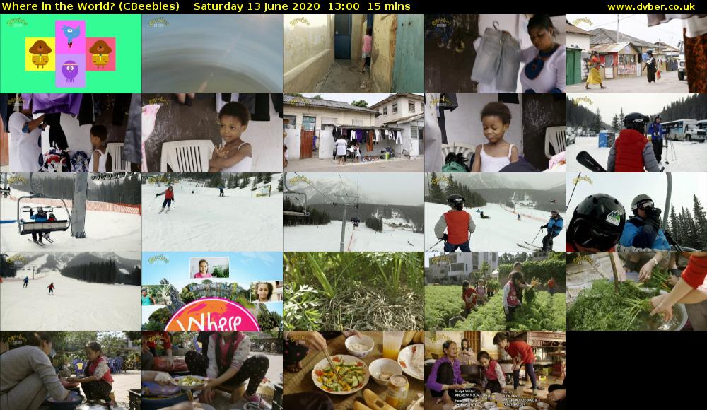 Where in the World? (CBeebies) Saturday 13 June 2020 13:00 - 13:15