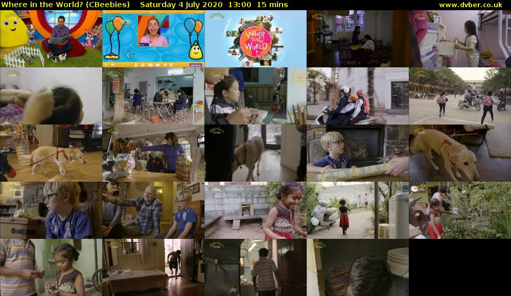 Where in the World? (CBeebies) Saturday 4 July 2020 13:00 - 13:15