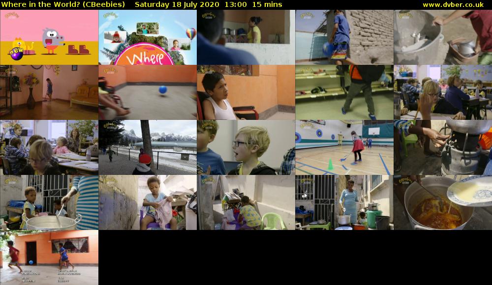 Where in the World? (CBeebies) Saturday 18 July 2020 13:00 - 13:15