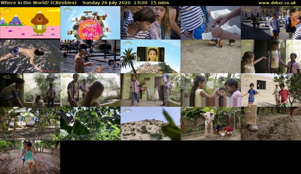 Where in the World? (CBeebies) Sunday 26 July 2020 13:00 - 13:15