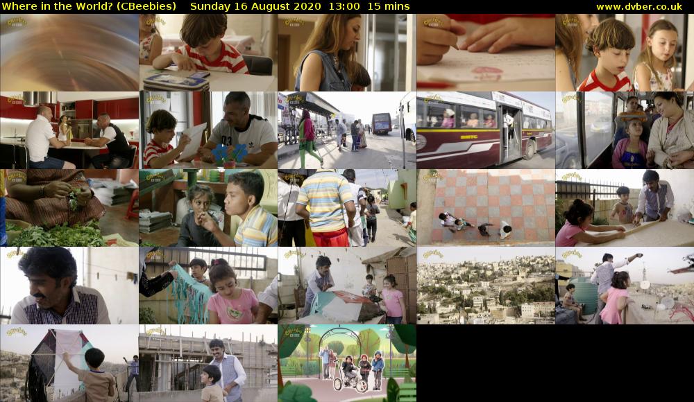 Where in the World? (CBeebies) Sunday 16 August 2020 13:00 - 13:15