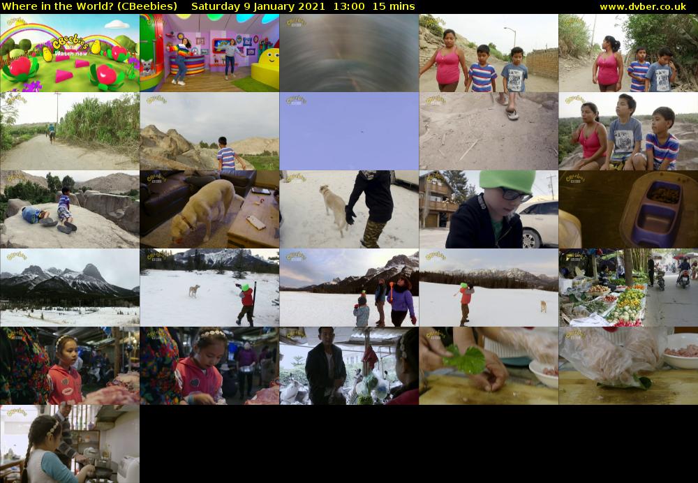Where in the World? (CBeebies) Saturday 9 January 2021 13:00 - 13:15