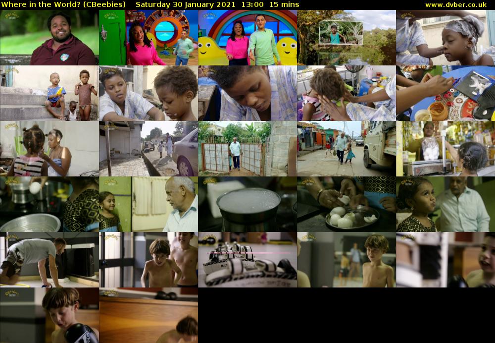 Where in the World? (CBeebies) Saturday 30 January 2021 13:00 - 13:15