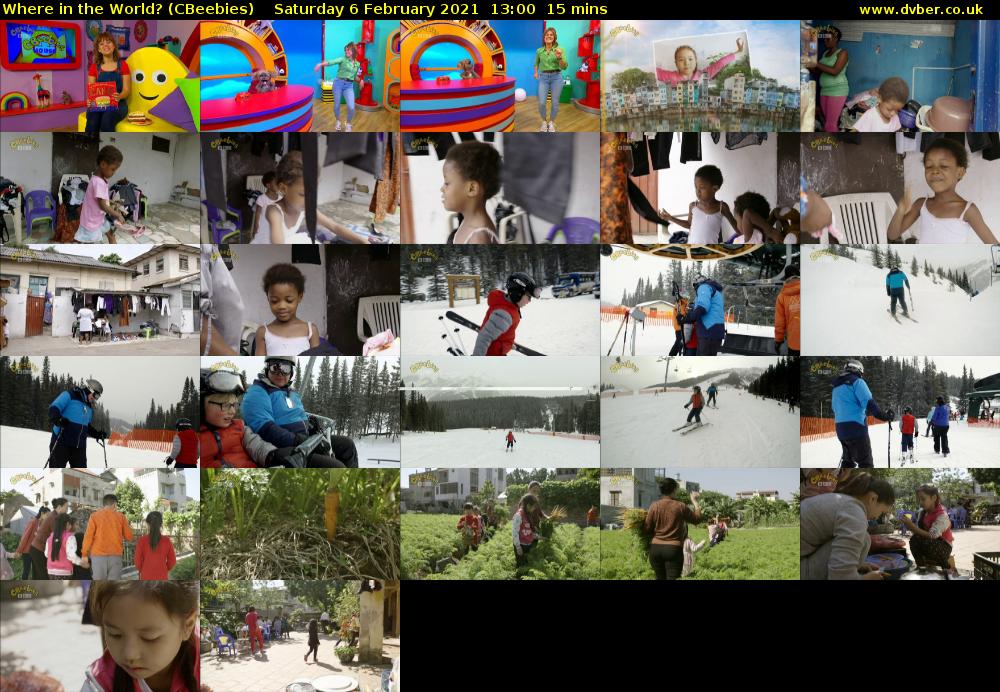 Where in the World? (CBeebies) Saturday 6 February 2021 13:00 - 13:15