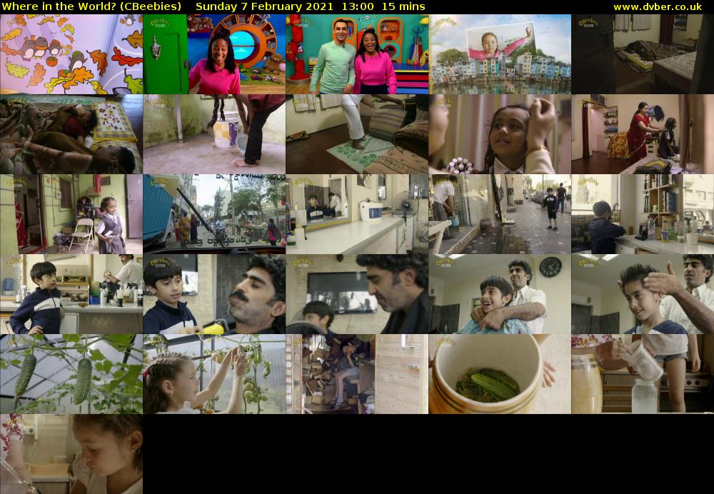 Where in the World? (CBeebies) Sunday 7 February 2021 13:00 - 13:15