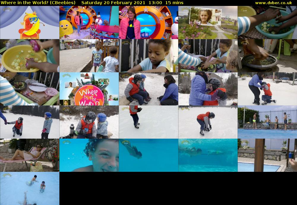 Where in the World? (CBeebies) Saturday 20 February 2021 13:00 - 13:15