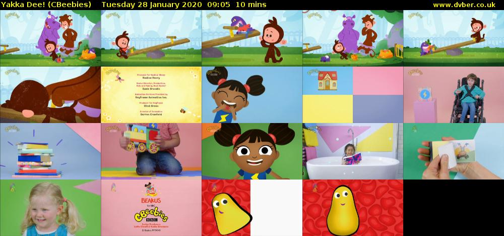 Yakka Dee! (CBeebies) Tuesday 28 January 2020 09:05 - 09:15