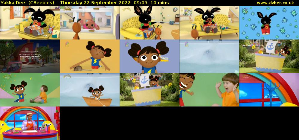 Yakka Dee! (CBeebies) Thursday 22 September 2022 09:05 - 09:15