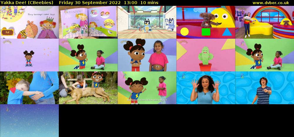 Yakka Dee! (CBeebies) Friday 30 September 2022 13:00 - 13:10