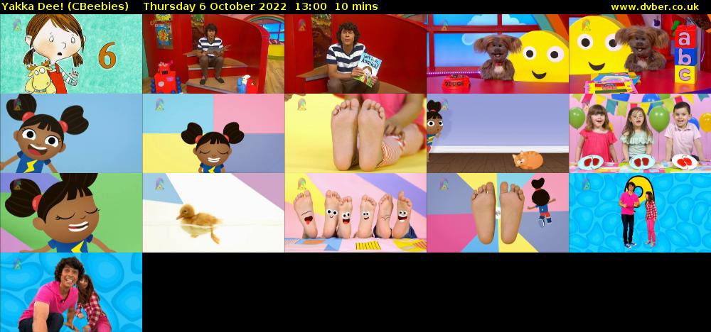 Yakka Dee! (CBeebies) Thursday 6 October 2022 13:00 - 13:10
