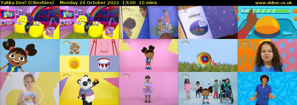 Yakka Dee! (CBeebies) Monday 24 October 2022 13:00 - 13:10