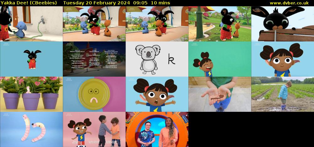 Yakka Dee! (CBeebies) Tuesday 20 February 2024 09:05 - 09:15