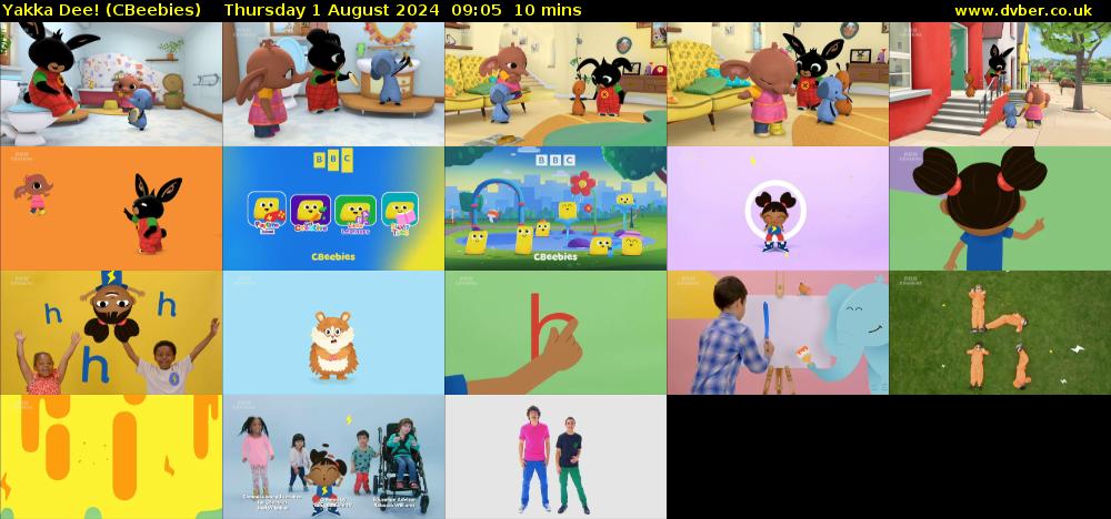 Yakka Dee! (CBeebies) Thursday 1 August 2024 09:05 - 09:15