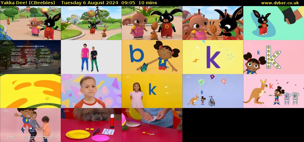 Yakka Dee! (CBeebies) Tuesday 6 August 2024 09:05 - 09:15
