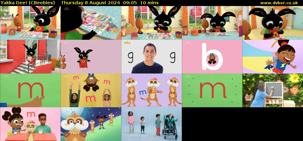 Yakka Dee! (CBeebies) Thursday 8 August 2024 09:05 - 09:15