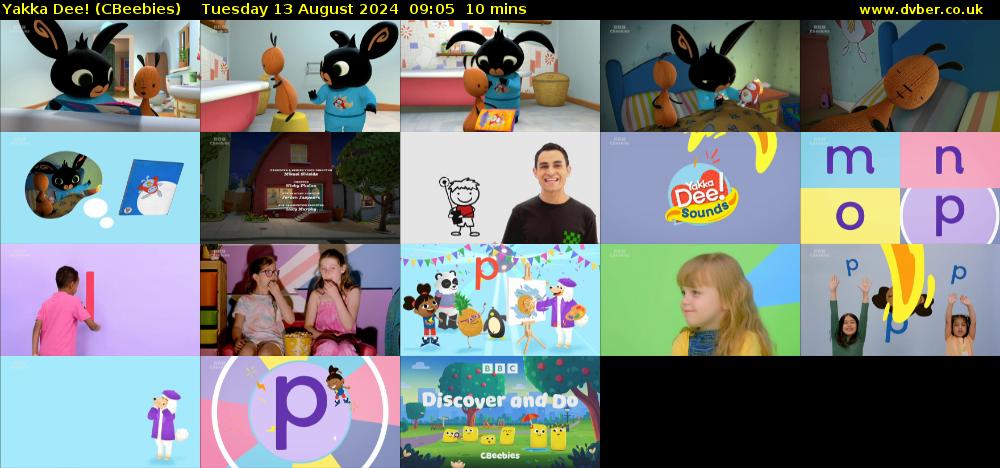Yakka Dee! (CBeebies) Tuesday 13 August 2024 09:05 - 09:15