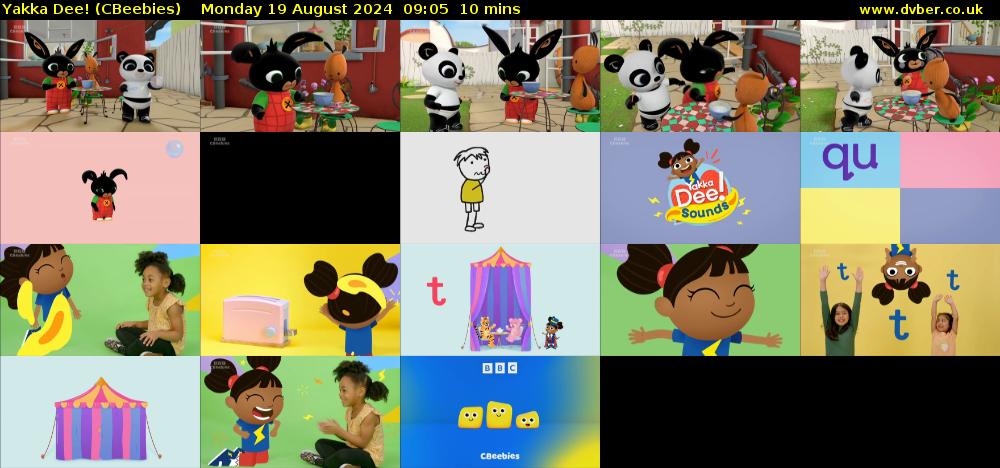 Yakka Dee! (CBeebies) Monday 19 August 2024 09:05 - 09:15