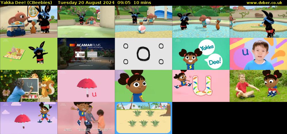 Yakka Dee! (CBeebies) Tuesday 20 August 2024 09:05 - 09:15