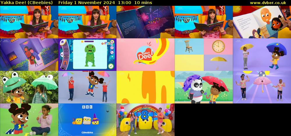 Yakka Dee! (CBeebies) Friday 1 November 2024 13:00 - 13:10